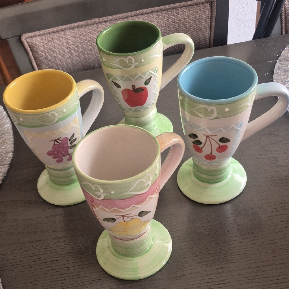 Hand-Painted Fruit Design Mug Set